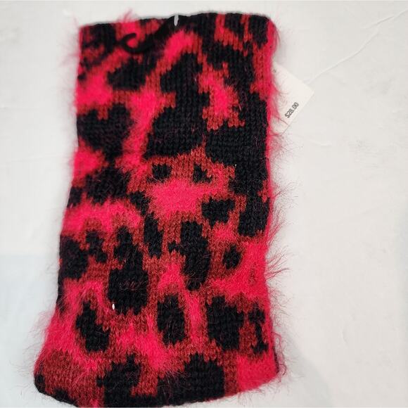 DKNY New Women Headband Red And Black Fuzzy Animal Print Stretch Head Band NWT - Picture 6 of 6